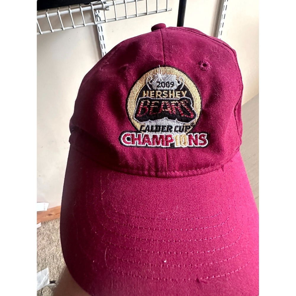 KC Caps Hershey Bears 2009 Calder Cup Champions Baseball Cap Maroon Strapback